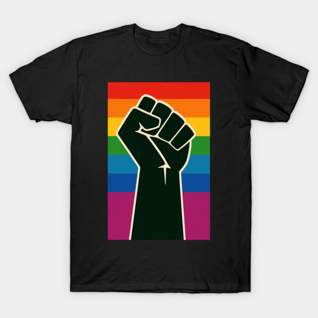 TeePublic Raised Fist on Rainbow Flag – Pride and Solidarity T-Shirt